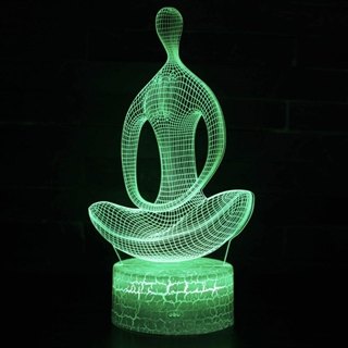 Yoga pose 3D lampe med fjernbetjening - Dæmpbar